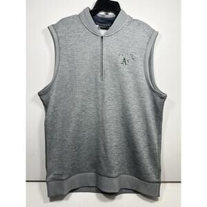 Under Armour Storm Vest Athletics A’s Men’s XL Gray Fleece Loose Fit 1/4 Zip